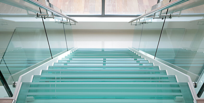 textured toughened glass steps