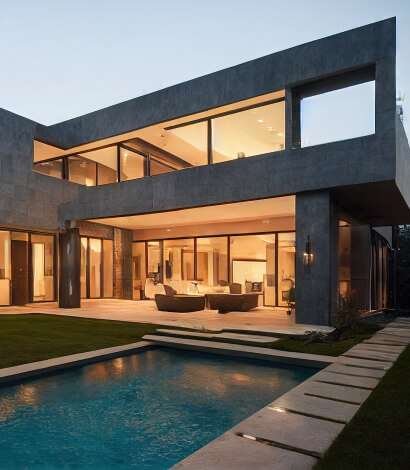 AI imagined with Villa full of Mountain safety glass